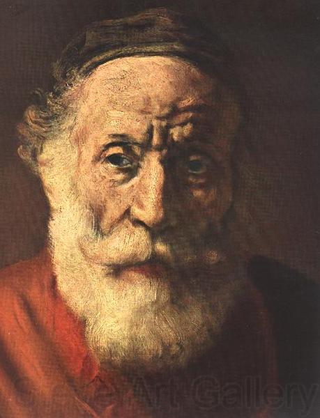 REMBRANDT Harmenszoon van Rijn Portrait of an Old Man in Red (detail) Germany oil painting art
